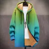 Chaqueta de Nuevo Estilo Transfronteriza con Elementos de Patrón Multicolor, Cárdigan con Capucha y Cierre B2, Abrigo de Algodón Polar Espesado de Invierno con Forro Amarillo