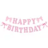 Set de Decoración de Banderines con Lazo Rosa Banderín con Lazo Arreglo para Fiesta de Cumpleaños de Niña Banderín de Cumpleaños
