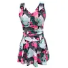 Traje de baño de una pieza Walt Nuevo Talla Grande para Mujer Aspecto Delgado Cubre Vientre Falda Conservador Traje de Baño para Aguas Termales 9911