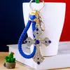Llavero de Cruz de Perlas con Cuerda Trenzada para Coche, Colgante con Anilla de Metal para Hombres y Mujeres, Regalo Creativo Transfronterizo