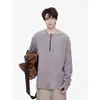 Camiseta de Manga Larga Acanalada con Media Cremallera para Hombre, Sudadera Waffle Estilo Americano para Primavera y Otoño, Top Básico Sencillo de Color Sólido, Moderno