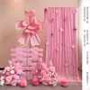 Decoración de Habitación de Boda Bata Rosa Tul Área de Fotos Pared de Fondo Señal Doble Felicidad Tablero Kt Corbata de Moño Atmósfera Novia