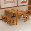 Juego de Mesa y Sillas de Madera Maciza Carbonizada Tienda Comercial de Desayunos para Catering Restaurante de Fideos Restaurante de BBQ Mesa y Sillas de Comida Rápida Mesa y Sillas de Comedor Carbonizadas