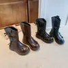 Nuevas Botas para Niñas 2026 Estilo Británico Botas de Moda Infantil Moño Suela Gruesa Con Felpa Versátiles Botas Largas Botas Martin