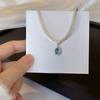 Jiao Ren Lenguaje/Diario de Blues Zhengyuan Shi Jia Perla Aguamarina Otoño e Invierno Circonita Plata Brillante Collar Femenino