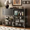 Gabinete de revista de estilo madera con puerta abatible, Estante de almacenamiento estilo japonés, Librero, Gabinete con cajones, Gabinete lateral para sala de estar, Almacenamiento para entrada, Gabinete de almacenamiento nórdico