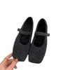 Zapatos Planos Estilo Coreano Mary Jane para Mujer 2025 Nuevos Otoño e Invierno Negros Suaves y Versátiles Zapatos con Felpa Adicional