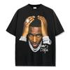 Cross-border American Young Dolph estampado camiseta de manga curta lavada manga comprida gola redonda suéter solto com capuz atacado masculino