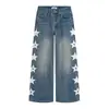 Calça jeans feminina americana de perna reta e larga, estilo casual nicho drapeado, nova moda transfronteiriça, estilo ins retrô azul, para homens