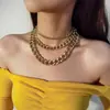 Collar de cadena con textura de metal estilo hip hop, joyería transfronteriza europea y americana, collar de traje estilo punk a la moda para mujer