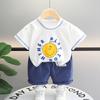 Verão 2024 novo estilo coreano roupas infantis bebê camiseta de manga curta roupas infantis top calça casual de malha