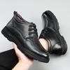 Botas de Cuero de Piel de Oveja Engrosada de Invierno para Hombre Botas de Cuero de una Pieza Zapatos de Algodón Cálidos sin Cordones para Hombre del Noreste