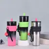 Nueva Taza Aurora Simple con Gradiente y Popote Termo de Acero Inoxidable 316 con Asa para Coche Venta al por Mayor