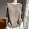 Cloud Touch 2025 Primavera/Verano Nuevo Suéter de Punto de Cachemira de Seda para Mujer Cuello Redondo Manga Tres Cuartos Color Sólido Top Dulce