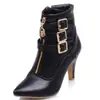 Fivela de Cinto Europeia e Americana Mais Vendida Botas Femininas, Botas Curtas de Tamanho Grande para Exportação, Tamanhos 40-45, Botas Romanas Bico Fino para Mulheres, Outono e Inverno