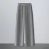 Calça de Moda de Alta Qualidade de Perna Larga para Mulheres 2026 Novo Estilo Renda na Cintura Vazada Elegante de Perna Reta Cintura Alta Fluida Calça Casual