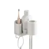 Portacepillos de dientes de pared, instalación sin taladro, estante para vaso de enjuague bucal para el hogar del baño, juego de estantes de almacenamiento para pasta de dientes y vaso para dientes