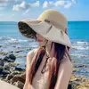 Sombrero de Protección Solar para Mujer, Sombrero Solar Anti-UV, Sombrero de Pescador de Vinilo Plegable para Cubrir la Cara, Sombrero Solar de Ala Ancha para la Playa