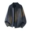 Chaqueta de trabajo estilo granero retro americano azul niebla lavado 100% algodón para hombre, chaqueta Detroit holgada primavera y otoño 2026, moderna