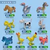 10 animales de granja mini de dibujos animados cachorro oveja pollo pato ganso caballo oveja vaca gatito modelo educación temprana juguetes para niños