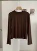 KEKEZOON Modal Color Sólido Cuello Redondo Hombro Normal Manga Larga Suave Capa Base Camiseta Básica Versátil Superior 8909