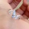Anillo Cruzado Esmalte Serpiente Pareja Espina Flor de Cuatro Hojas Corona Abierta Mariposa Diamante Tulipán Sirena