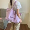 Bolsa de Lona Estilo Coreano Estilo Perezoso para Mujer, Bolso de Hombro de Nylon Casual de Gran Capacidad, Bolso Tote Simple para el Trabajo, Bolsa de Compras