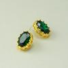 Pendientes de aguja de plata de alta calidad con incrustaciones retro europeas y americanas de cristal rojo y verde del Rin para mujer, de moda de la época medieval y antigua.