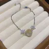 Olhos estrelados refletindo a lua! Pulseira de cristal redondo em forma de estrela de zircônia, toque de luxo leve e alta qualidade, joia simples, elegante e requintada