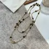 Collar de Suéter con Piedra Ojo de Tigre Perla Grande y Pequeña, Collar Estilo Maillard Vintage, Accesorio Versátil de Moda Otoño e Invierno