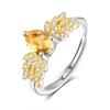 Anel de Prata Esterlina S925 com Pedra de Cristal Natural para Mulheres, Elegante e de Alto Padrão, Joias com Topázio Peridoto Transfronteiriças