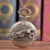 Reloj de bolsillo de motocicleta de leopardo de bronce grande, reloj de bolsillo de motocicleta dinámico retro, fabricantes al por mayor 9042