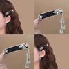 Horquilla de Borla de Campana con Pedrería Brillante Estilo Chino Retro para Mujer, Pinza Lateral con Estampado de Leopardo, Accesorio para el Cabello de Pinza para Flequillo