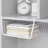 Estante de almacenamiento para dormitorio debajo del escritorio, estante de almacenamiento de hierro, estante de almacenamiento para mesa de dormitorio, canasta colgante, canasta colgante con partición en capas