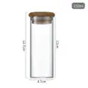 Pote de Vidro Transparente com Tampa de Bambu 47mm, Boca Reta, Selado, para Cozinha, Grau Alimentício, Recipiente para Chá, Garrafa Portátil com Dosador