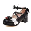 Zapatos Lolita Dulces Japoneses Originales con Lazo de un Solo Color Tacón Medio Hebilla Boca Baja Zapatos de Hada Zapatos para Fiesta de Té
