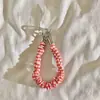 Ins Niche Rosa Cuadros Plisado Pulsera Funda para Teléfono Móvil Pulsera de Cadena Pulsera Correa de Muñeca Antiperdida Colgante Universal