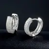 Pendientes de Aro Cuadrado Populares Europeos y Americanos Hip-Hop Circonita Micro-pavimentada Tendencia Bling Pendientes Completamente de Diamante para Hombres y Mujeres