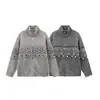 Yidao Vintage Otoño 2026 Nueva Colección: Suéter Cárdigan con Cremallera de Punto Fair Isle, Estilo Relajado, Retro Americano