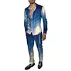 Exportação Europeia e Americana 2025 Nova Moda Casual Tendência Masculina Xadrez Estampado 3D Conjunto de Calça e Camisa de Manga Longa