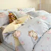 Juego de ropa de cama de cuatro piezas de algodón puro, juego de tres piezas totalmente de algodón para dormitorios de estudiantes, sábana individual y funda de edredón para uso doméstico