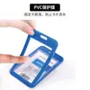 Kunzhen juego de tarjetero para permiso de trabajo transparente de doble cara, tarjetero para certificado, insignia, tarjeta escolar, tarjetero para tarjeta de autobús, cordón para estudiante y empleado