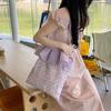 2025 Nuevo Bolso de Hombro Floral con Volantes Estilo Hada Malla Gran Capacidad Bolso Tote Portátil Bolso Lindo de Lona
