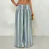 2026 Otoño Invierno Retro Bohemio Occidental Rayas Pantalones de Pierna Ancha Cintura Alta Cintura Elástica Estilo Nómada Casual Largo hasta el Suelo