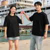 Camiseta Básica Oversize de Algodón Puro 100% de Peso Pesado 300g, Hilo Doble, Color Sólido, Hombros Caídos, Cuello Redondo, Manga Corta, Marca de Moda Estilo Americano para Mujeres y Hombres
