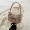 Estilo Étnico Coreano Hermoso Bolso de Paja Primavera y Verano Nueva Moda Bolso Simple de Media Luna Simple Personalizado Portátil Bolso de Axila