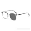 Gafas Retro Geniales para Hombres Expertos en Tecnología, Montura Media Línea de Cejas con Lentes Graduados, Bloqueo de Luz Azul, Gafas Cuadradas sin Graduar para Caras Grandes
