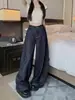Jeans Retro Lavados de Pierna Ancha para Mujer, Pantalones Rectos Ceñidos de Cintura Alta para Mujer Petite, con Caída Larga hasta el Suelo