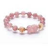 Pulsera de cristal de fresa natural para mujer con flor de melocotón, Zhiyao Pixiu, nuevo regalo de cumpleaños chino para novia.