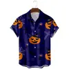 2024 Nueva Camisa Impresa en 3D Transfronteriza de Halloween para Hombre de Manga Corta Cabeza de Calabaza Diablo Halloween Divertido Forro